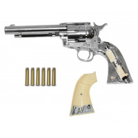 Пневматический револьвер Umarex Colt SAA 45 PELLET nickel, кал. 4,5мм
